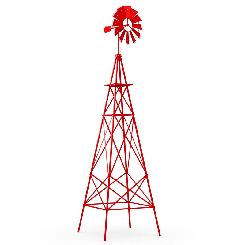 Load image into Gallery viewer, Goplus 8 ft Ornamental Windmill, All-Weather Metal Wind Mill w/ 4 Support Legs, Decorative Weathervane
