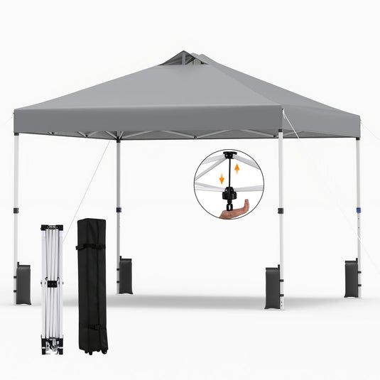 Goplus 10 x 10 FT Pop up Canopy Tent w/ 1 Button Push Sandbags & Roller Bag