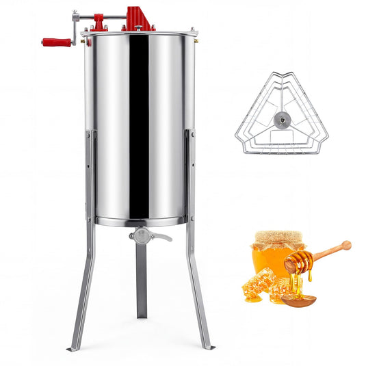 Goplus 3 Frame Honey Extractor with Bottom Gravity Flow Gate & Clear Lid
