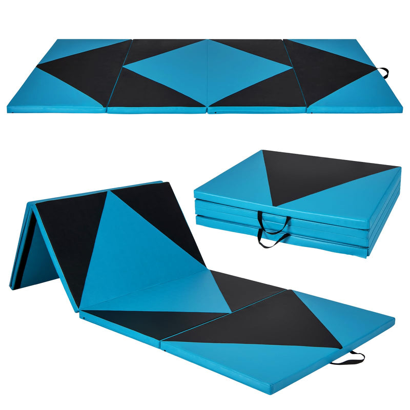 Load image into Gallery viewer, Goplus Folding Gymnastics Mat, 10’ x 4’ x 2’’ Thick Tumbling Mats with PU Leather, Hook &amp; Loop Fasteners
