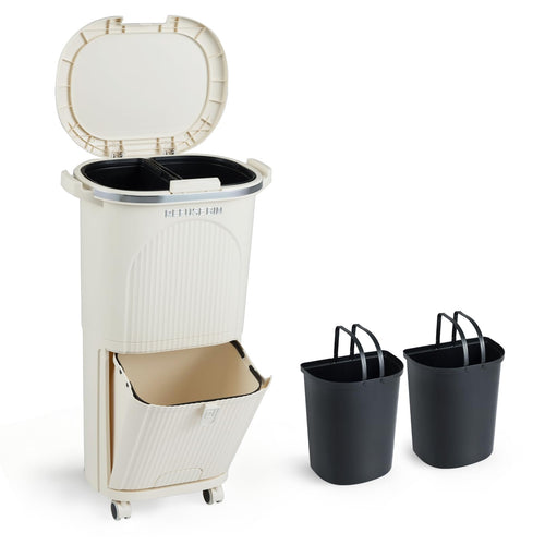 Goplus 10 Gallon Kitchen Trash Can with Lid with 2 Removable Buckets