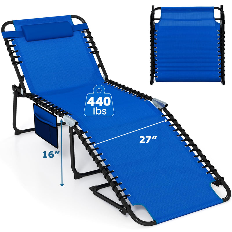 Load image into Gallery viewer, Goplus Extra Large Lounge Chair Outdoor Folding 5-Position Tanning Chair

