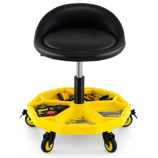 Goplus 20”-25” Height Adjustable Mechanic Stool w/Magnetic Tool Tray