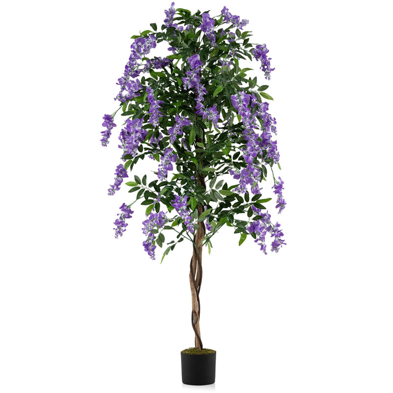 Load image into Gallery viewer, 6FT Fake Wisteria Tree Artificial Greenery Plants in Nursery Pot Decorative Trees for Home
