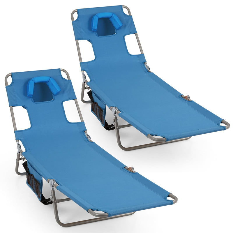 Load image into Gallery viewer, Goplus Tanning Chair Folding Beach Lounge Chair w/5-Position Adjustable Backrest
