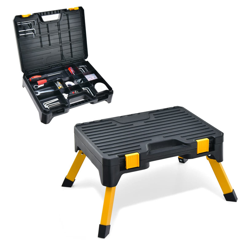 Load image into Gallery viewer, Goplus One Step Stool Tool Box, Folding Step Ladder with Wide Pedal
