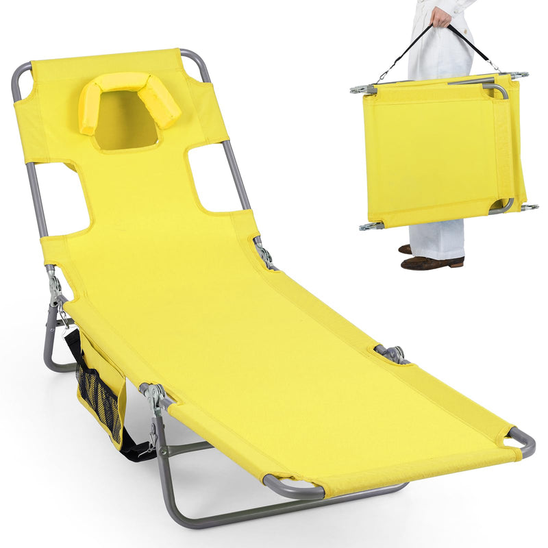 Load image into Gallery viewer, Goplus Tanning Chair Folding Beach Lounge Chair w/5-Position Adjustable Backrest

