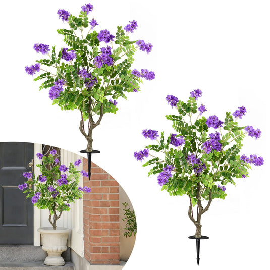 Goplus 39” 2 Pack Artificial Locust Flower Trees with Ground Spikes | Sophora Japonica Blossoms