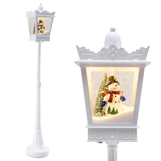 Goplus 8 ft White Musical Christmas Streetlight | Lighted Holiday Decoration for Home Yard Porch