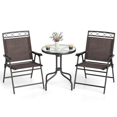 Goplus Bistro Table and Chairs Set of 2 Outdoor 3 Piece Patio Bistro Set with 1.57” Umbrella Hole