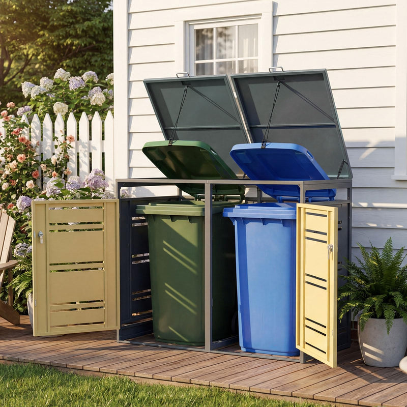 Load image into Gallery viewer, Goplus 52"x32"x46" Outdoor Trash Can Storage
