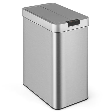 Goplus Slim Kitchen Trash Can, 13.2 Gallon Motion Sensor Garbage Bin with Wing Lids, Anti-Fingerprint Touchless Waste Bin