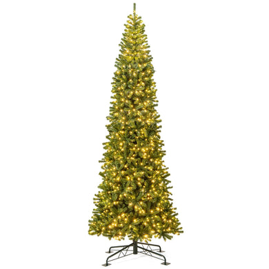 Goplus 12 FT Pre-Lit Artificial Christmas Tree with Quick Power Connector