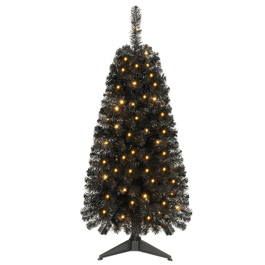 Goplus 4 ft Pre-Lit Christmas Tree with 110 Branch Tips 50 Warm White LED Lights & Auto Timer