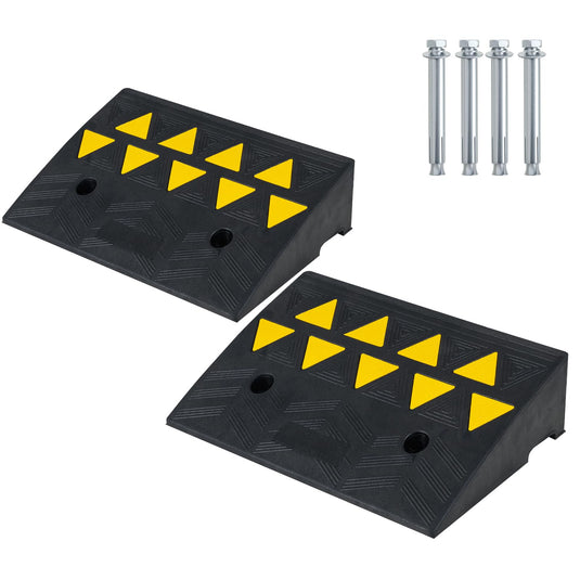Goplus Heavy-Duty Rubber Curb Ramp 2 Pcs Driveway Threshold Ramps(5