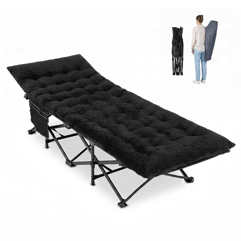 Load image into Gallery viewer, Goplus Camping Cot for Adults with Soft Padded Mat | Heavy-Duty Folding Portable Oxford Sleeping Bed
