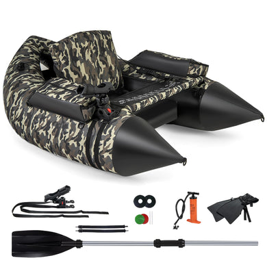 Goplus Inflatable Float Tube, Fishing Belly Boat, Fishing Float Tube for Angling, 350LBS Load Capacity