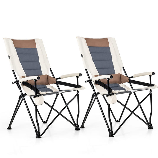 Goplus Camping Chairs, Portable Lumbar Back Beach Chair, Folding Chair for Outside, Fishing, Hiking, Picnic