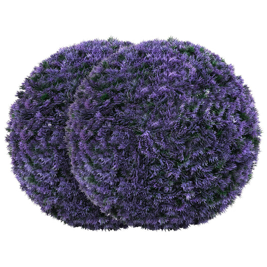 Goplus 2 PCS 15 Inch Artificial Plant Topiary Ball Round Faux Lavender Balls Outdoor
