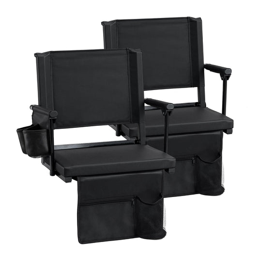 Goplus 2 Pack Stadium Seats for Bleachers with Back Support & Cup Holders