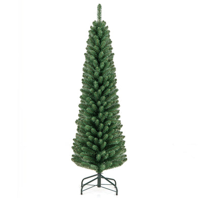 Goplus 5ft / 6ft / 7ft / 8ft Artificial Skinny Xmas Tree with Quick Shape Technology