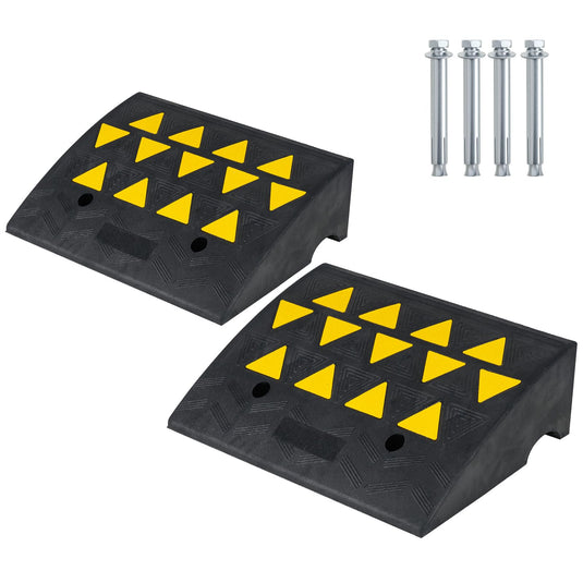 Goplus Heavy-Duty Rubber Curb Ramp 2 Pcs Driveway Threshold Ramps(5"/6.3" Rise)