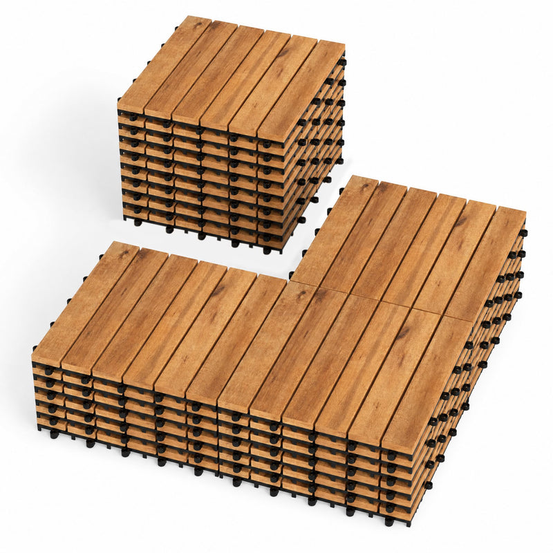 Load image into Gallery viewer, Goplus 27/54-Pack Acacia Wood Interlocking Deck Tiles (Straight) | Tool-Free Assembly
