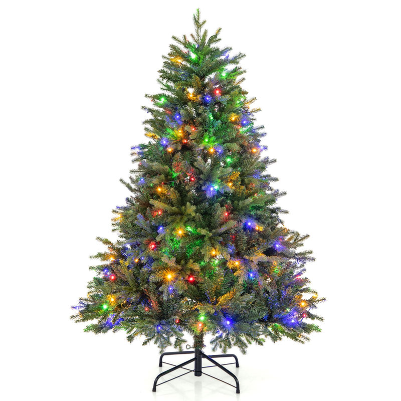Load image into Gallery viewer, Goplus Pre-Lit Artificial Christmas Tree, Hinged Xmas Tree with Warm-White &amp; Multi-Color LED Lights
