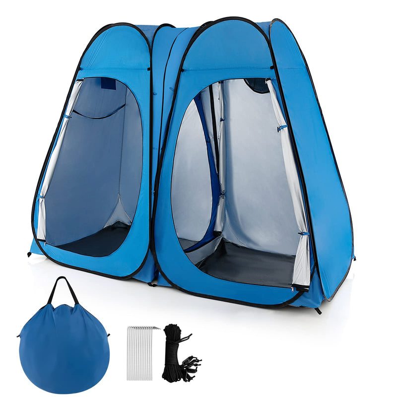 Load image into Gallery viewer, Goplus 2 Room Pop Up Shower Tent, 7.5FT Changing Tent with Ground Stake, Wind Rope, Carry Bag
