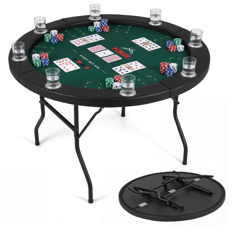 Load image into Gallery viewer, Goplus 48" 8 Player Round Casino Leisure Texas Holdem Game Table with Metal Legs
