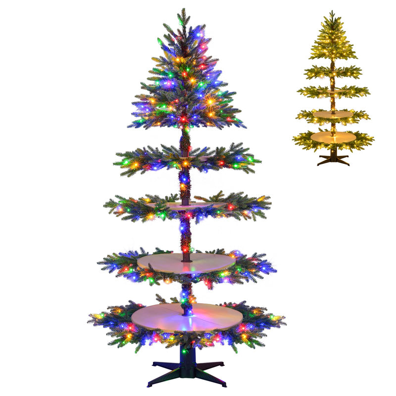Load image into Gallery viewer, Goplus 6.4 FT Pre-Lit Artificial Christmas Tree with 360° Rotatable Base
