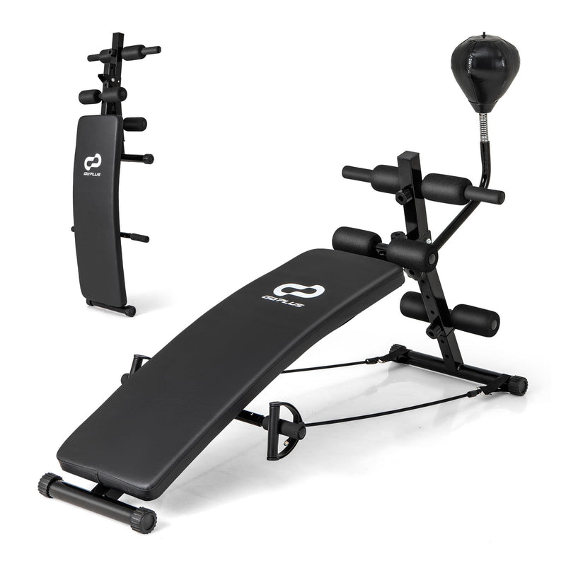 Load image into Gallery viewer, Goplus Adjustable Decline Sit Up Bench for Exercise, Foldable Curved Slant Bench
