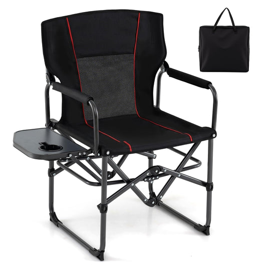 Goplus Heavy-Duty Director Chair with Side Table Cup Holder & Carrying Bag