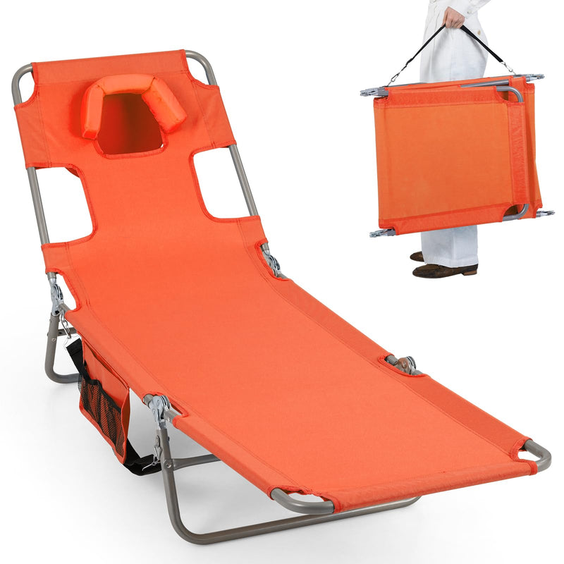 Load image into Gallery viewer, Goplus Tanning Chair Folding Beach Lounge Chair w/5-Position Adjustable Backrest
