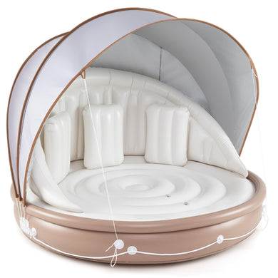 Goplus 73” Tanning Pool Lounger Float with Retractable & Removable Canopy