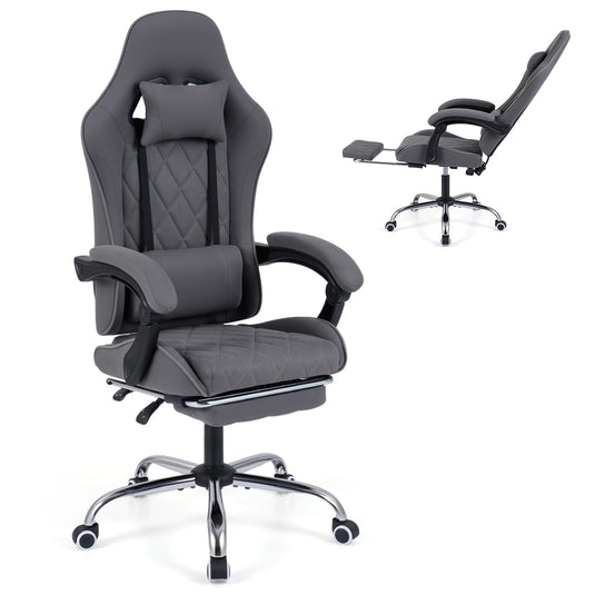 Goplus Ergonomic Gaming Chair with Linkage Armrests & Detachable Headrest for Home Office