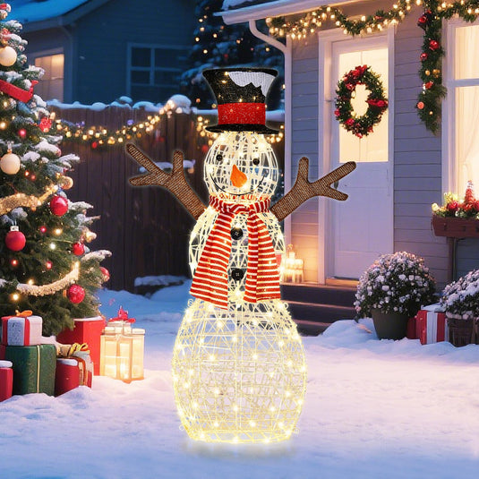 Goplus 3.6 FT Lighted Christmas Snowman with 80 LED Lights