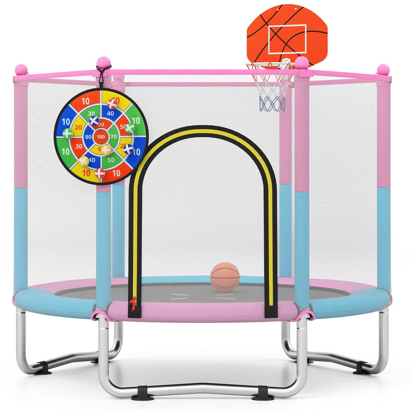 Load image into Gallery viewer, Goplus 60&quot; Toddler Recreational Trampoline with Basketball Hoop for 3-6 Years Old Kids
