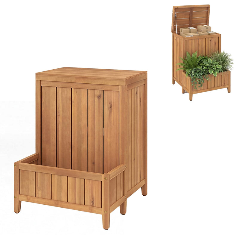 Load image into Gallery viewer, Goplus Wood Package Delivery Box with Planter Box | Multi-purpose Outdoor Storage Container
