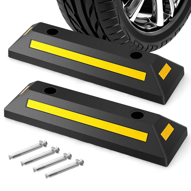 Load image into Gallery viewer, Goplus Parking Block, 2 Pack 21.5&quot; Rubber Parking Bumpers with Three-Way Reflective Stripes
