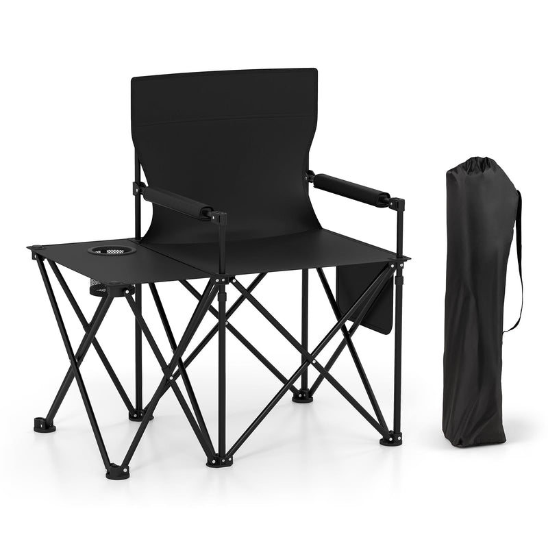 Load image into Gallery viewer, Goplus Oversized Camping Chair with Side Table, Folding Heavy-Duty Picnic Chair w/ 2 Storage Pockets

