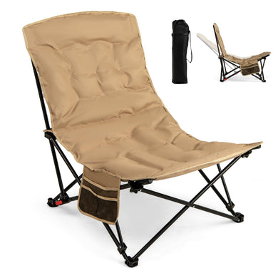 Goplus 4-Position Padded Outdoor Chair with 500 LBS Support Portable Folding Camping Chair