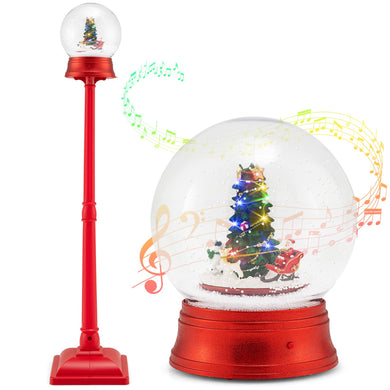 Goplus 5 Ft Christmas Snow Globe Lantern | Musical Snowy Globe Street Lamp