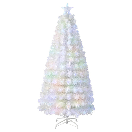 Goplus 6ft/7ft Pre-Lit White Snow Flocked Artificial Christmas Tree
