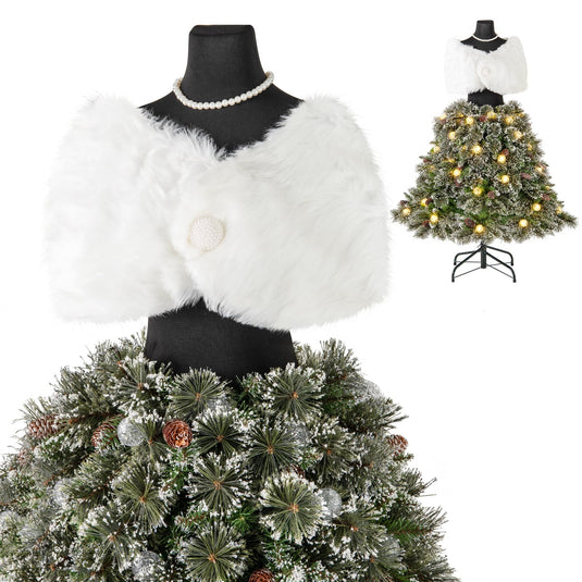 Goplus 5ft Pre-Lit Dress Form Christmas Tree with Female Mannequin Torso Shawl Necklace