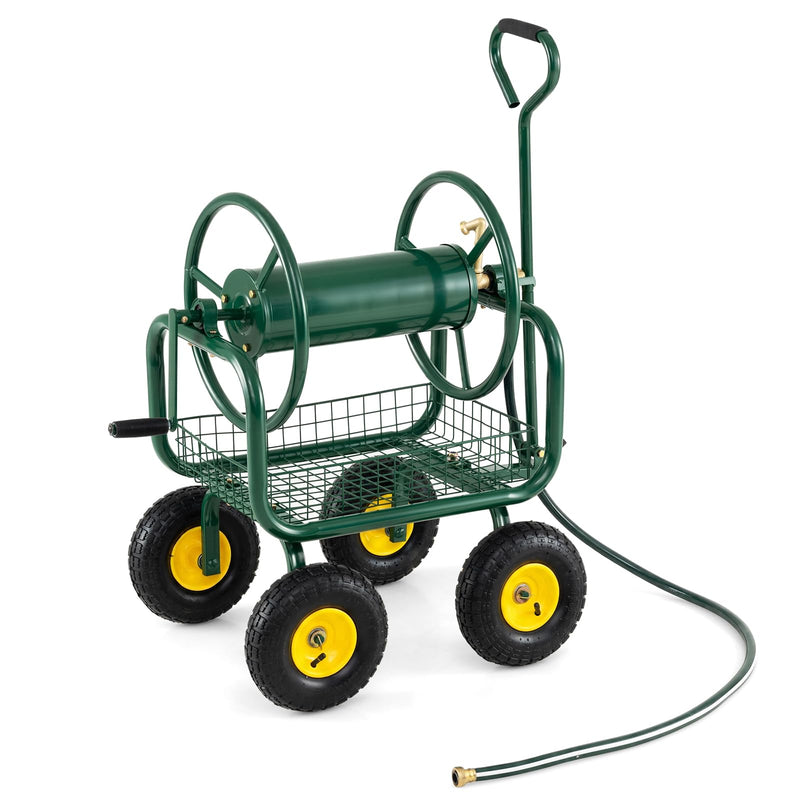 Load image into Gallery viewer, Goplus Hose Reel Cart with Storage Basket Hold Up to 300 ft of 5/8" Hoses
