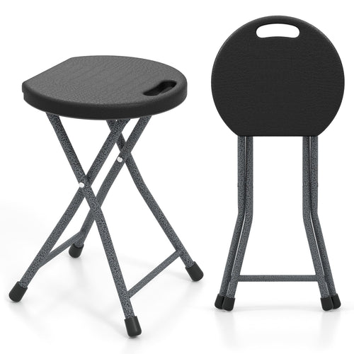 Goplus Folding Stool Collapsible Round Stool with Handle for Fishing Hiking Gardening BBQ
