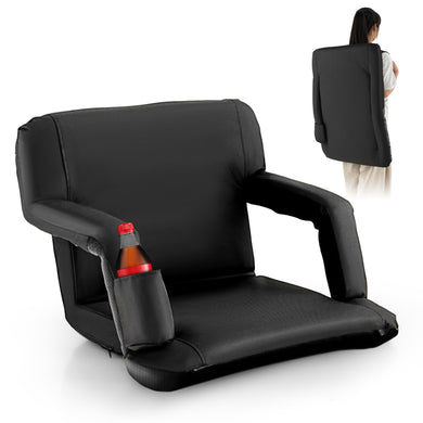 Goplus Stadium Seating for Bleachers, Folding Bleacher Chair with Back Support, 6 Reclining Positions