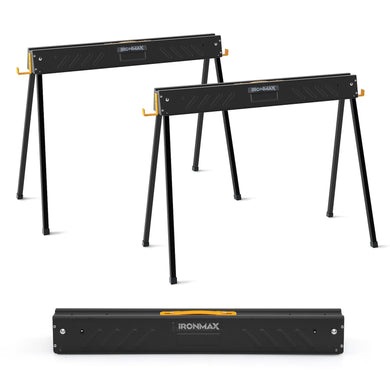 Goplus Saw Horses 2-Pack Folding, 2200 LBS Heavy-Duty Metal Saw Horses w/ 2 x 4 Brackets