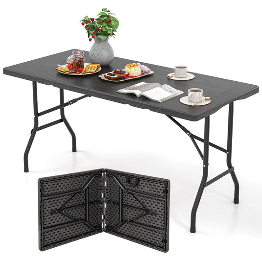 Goplus 5ft Heavy-Duty Rectangular Folding Table with Handle